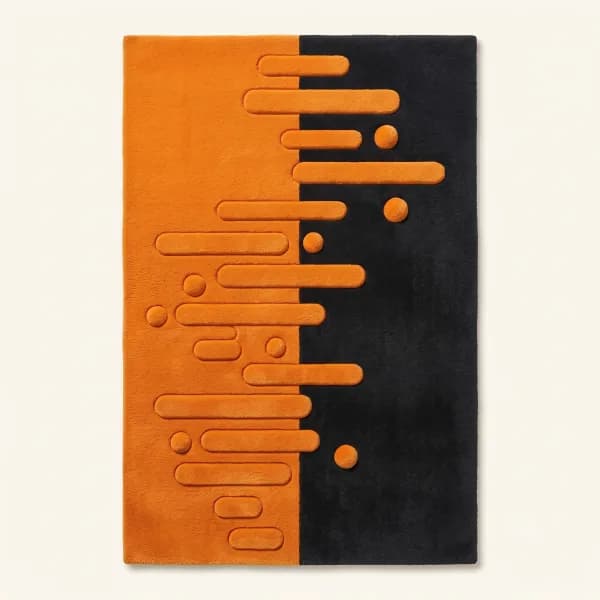 Cipher Orange Black Abstract Rug