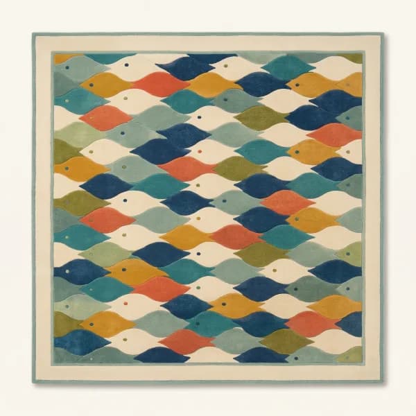 Shoal Fish Pattern Square Rug
