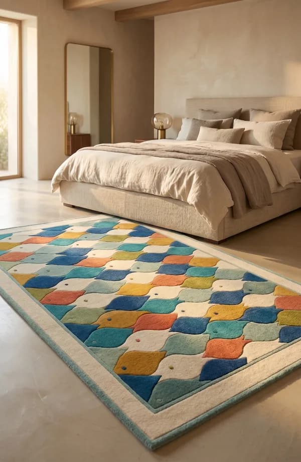 Shoal Fish Pattern Square Rug detail