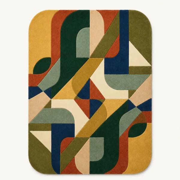 Bauhaus Geometric Color Block Rug