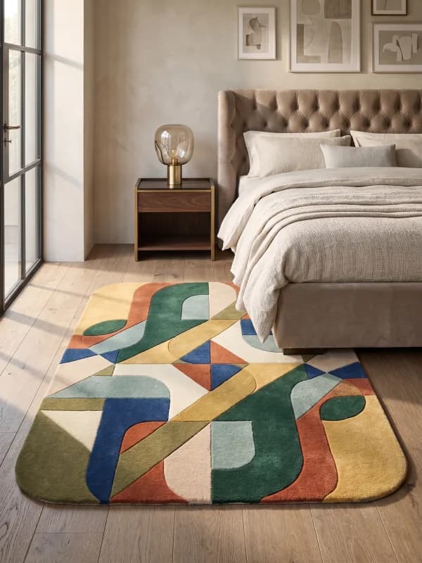 Bauhaus Geometric Color Block Rug detail