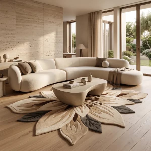 Lotus Bloom Shaped Floral Rug