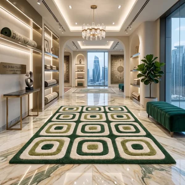 Verdant Retro Square Rug