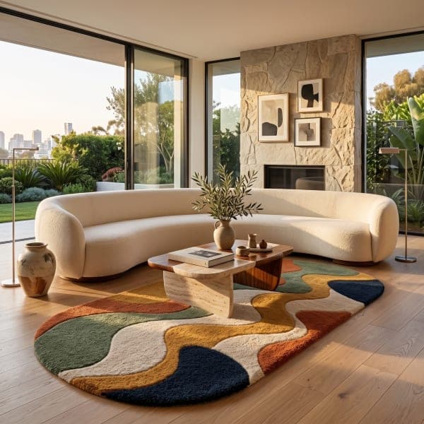 Cascade Wave Oval Runner Rug