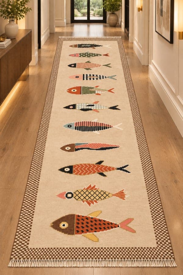 Marina Slate Fish Runner Rug detail