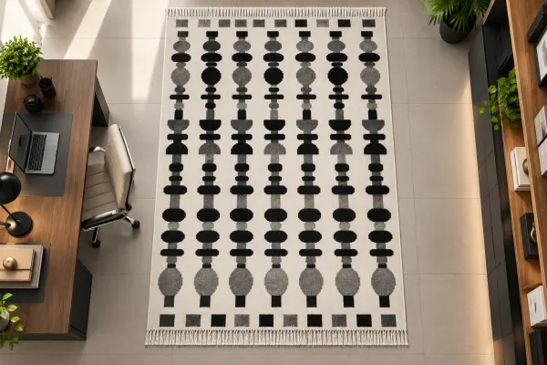 Vertex Charcoal Geometric Rug detail