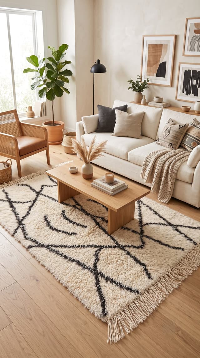 Abstract Shapes Rug Rustic Lumen Abstract Shaggy Rug | Knotiq Rugs